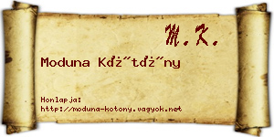 Moduna Kötöny névjegykártya